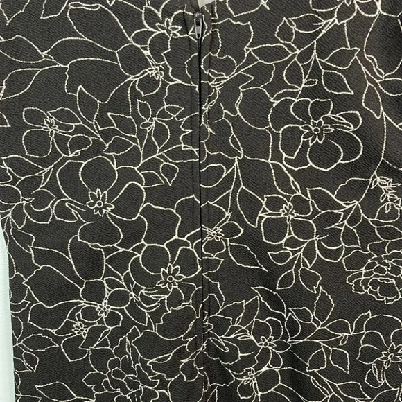 TRIXXI Metallic Mini Dress Black Floral Print Split V-neck Ruched Size XL - Picture 6 of 13